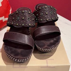 Arturo Chiang Dark Brown Studded Sandals